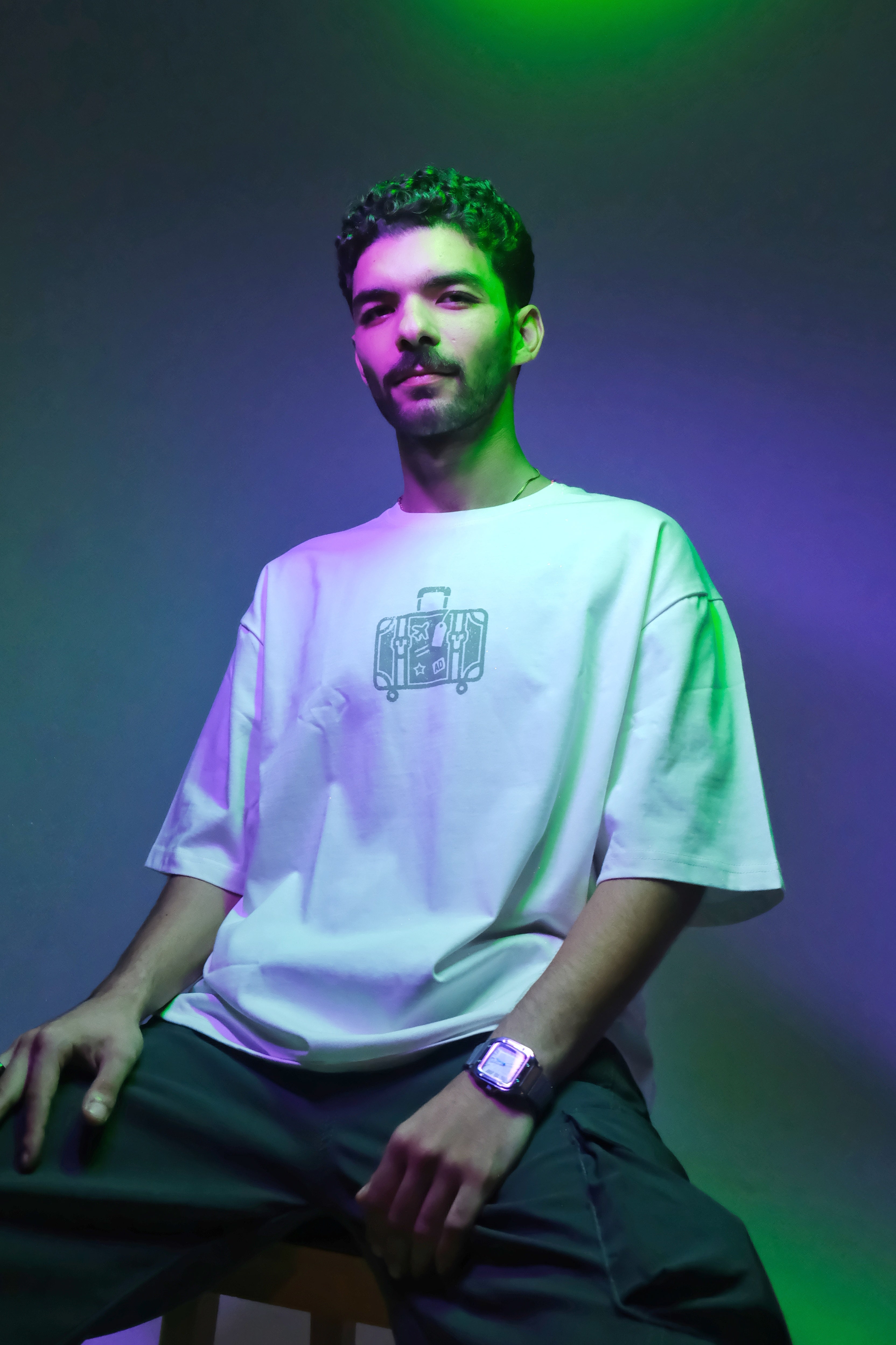Boxey Tee Olive Print