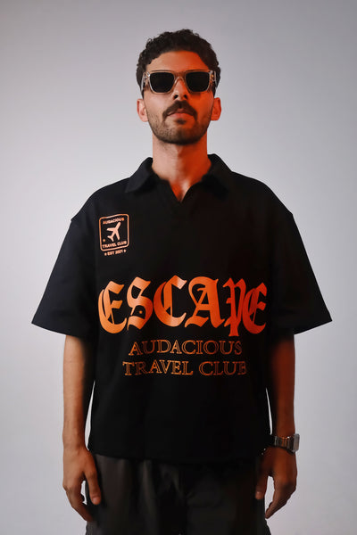 Boxy polo burnt orange print