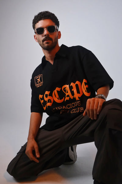 Boxy polo burnt orange print