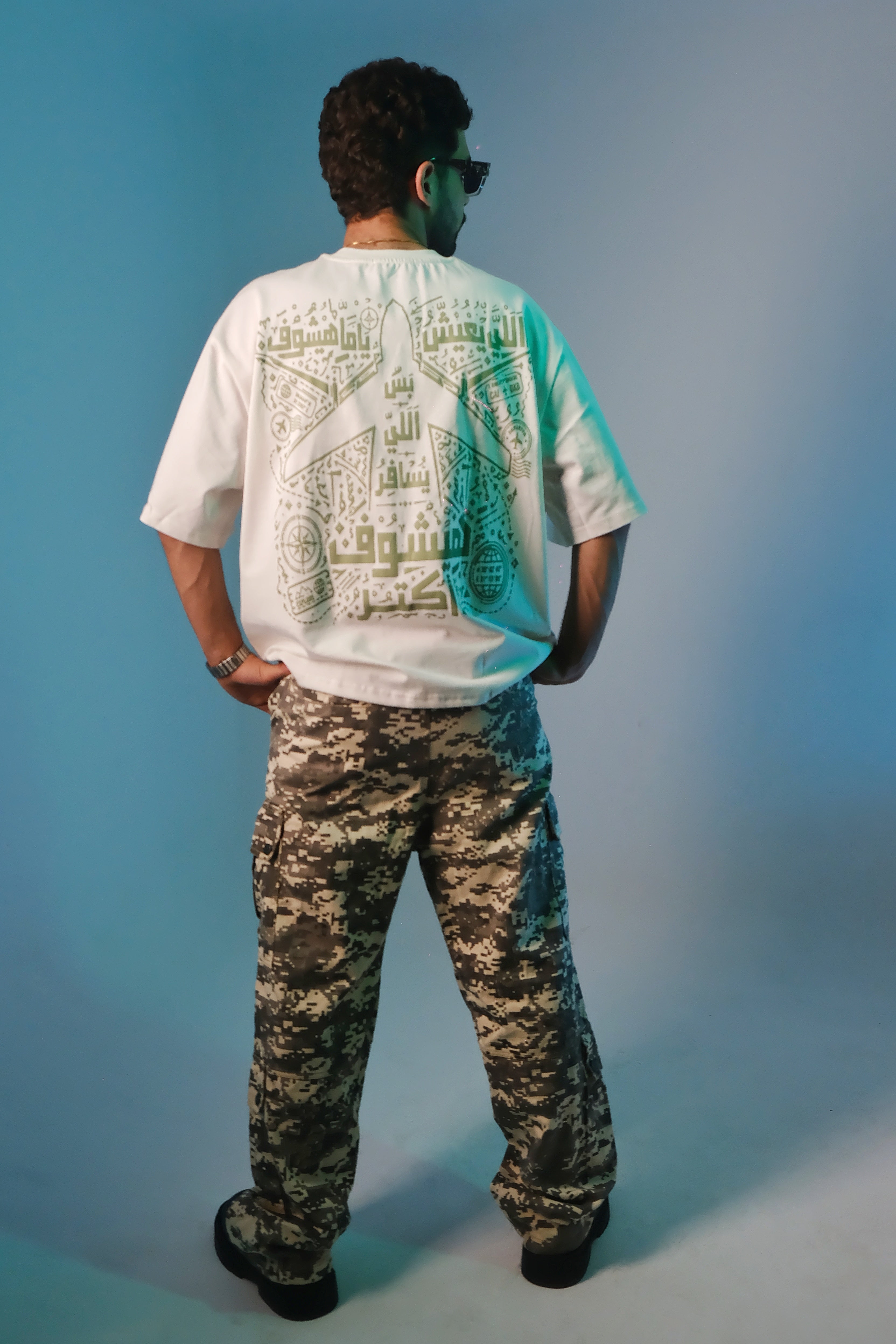 Boxey Tee Olive Print